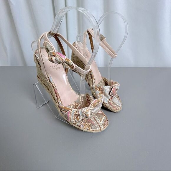 Stuart Weitzman Women's Patterned strapped wedges size 5.5 pink - Picture 4 of 11